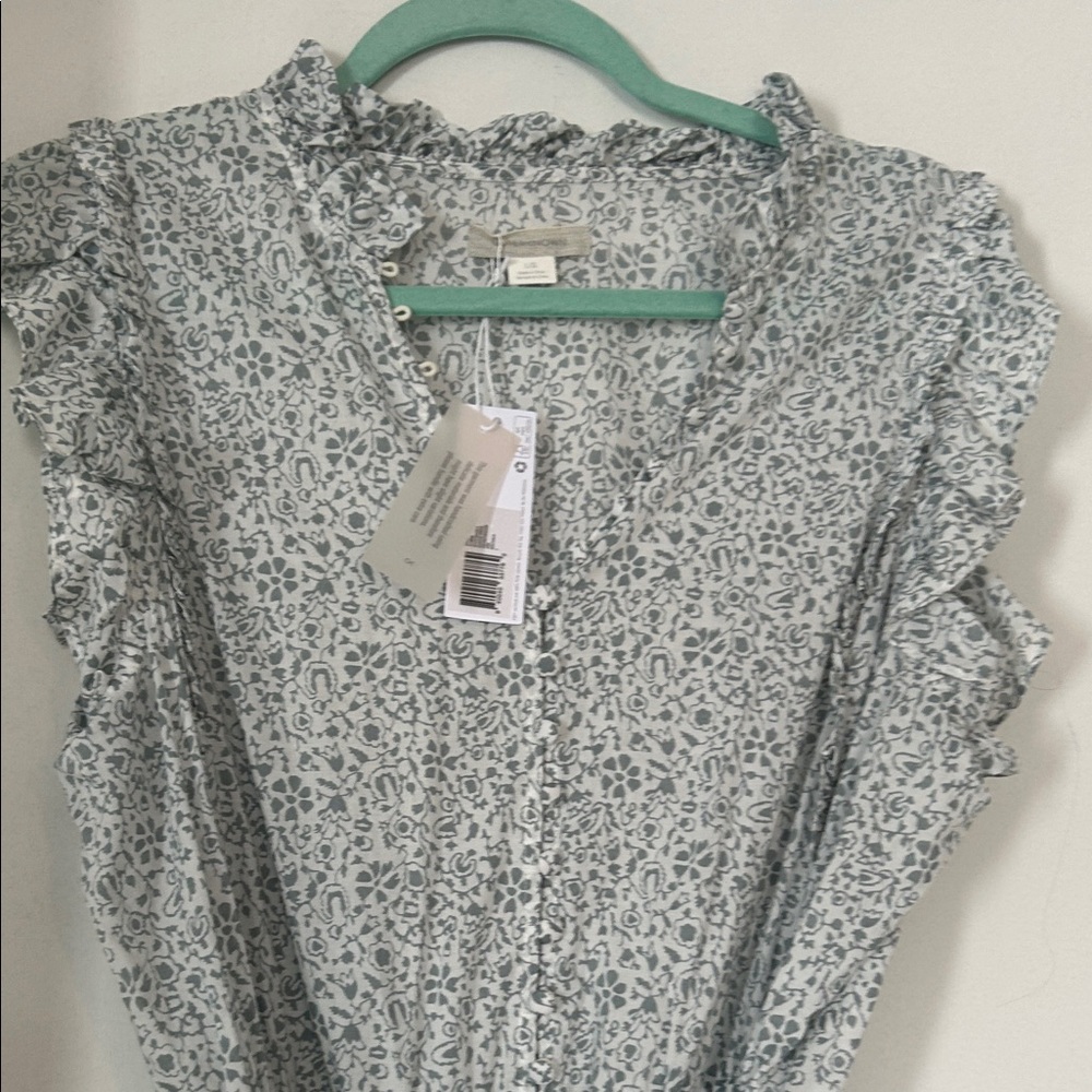 Outerknown Floral Ruffle Blouse - Gray
